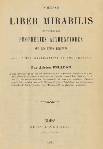 Nouveau Liber Mirabilis - Avec notes, explications et concordance (1871) -  [Livres]