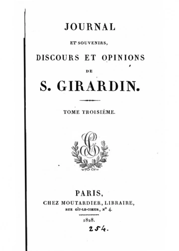 Mémoires, journal et souvenirs - Discours et opinions de Stanislas Girardin -  [Livres]